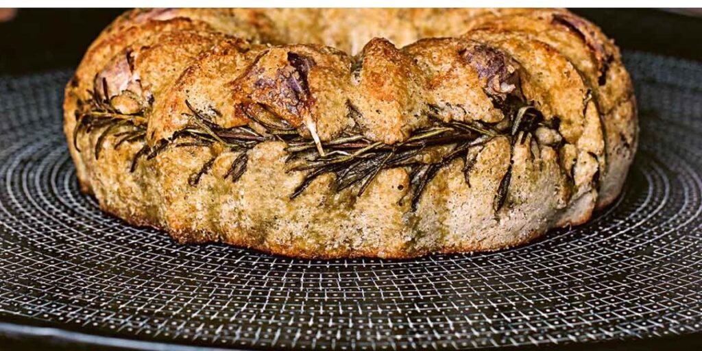 Baked Garlic Sourdough Bread Recipe with rosemery