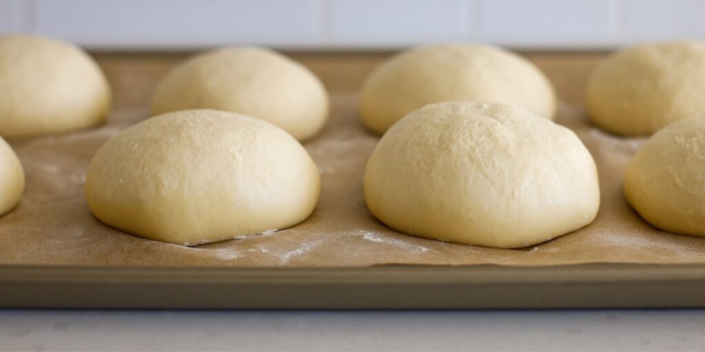 Shape the burger buns dough 