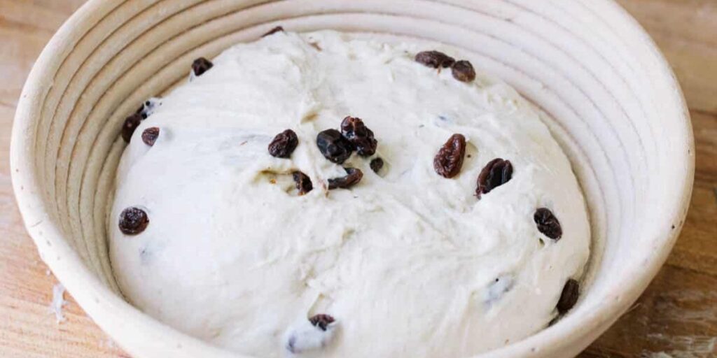 Kneading the sourdough cinnamon raisin dough