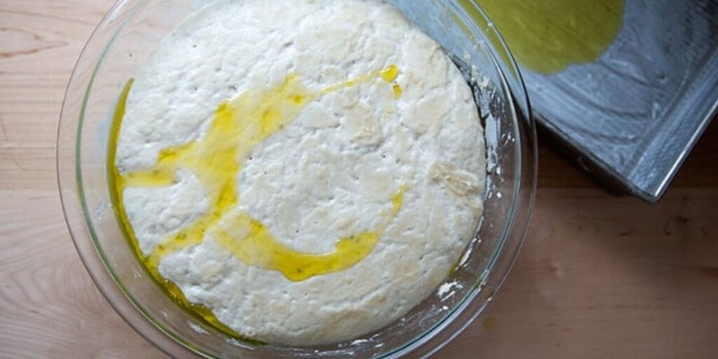 shape the sourdough focaccia dough